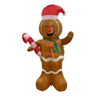 Inflable Navideño Hombre De Jengibre 1.5m Luces Led Inflable Navideño Hombre De Jengibre 1.5m Luces Led