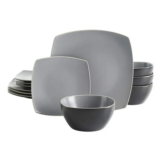 Set De Vajilla 12 Piezas Platos D Cerámica Soho Bicolor Mate