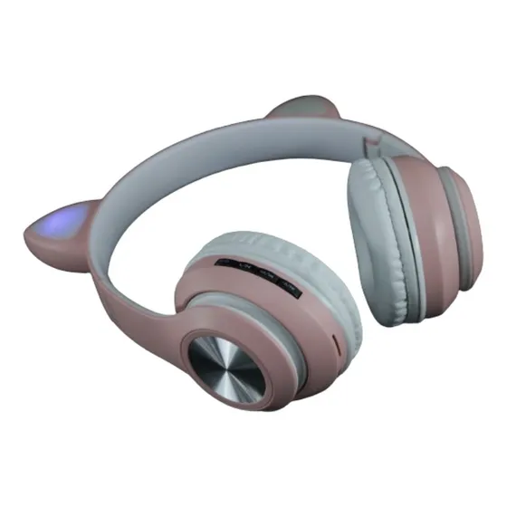 Fone Sem Fio Bluetooth Gatinho Led Headphone Lehmox Microfon
