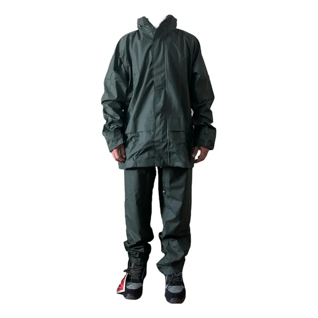 Traje De Pu - Pvc Antiácido Impermeable Verde Con Gorro