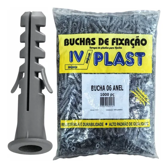 Buje de plástico de 6 mm con lengüeta anular sin tornillos, 1000 piezas