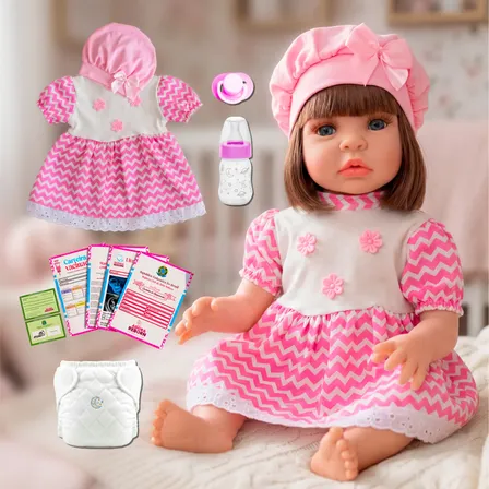Boneca Adora Reborn 48cm Silicone Pode Dar Banho