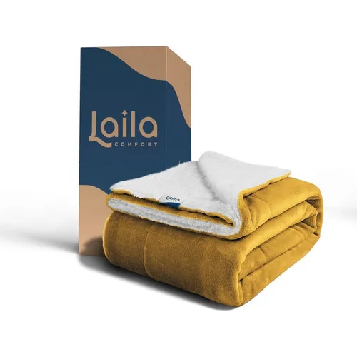 Cobertor Cobija Individual Borrega, Ultra Suave Laila Color Mostaza