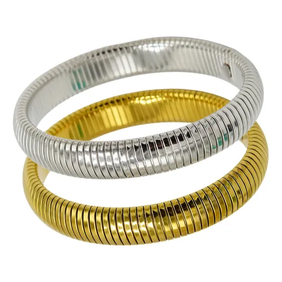 Pulsera Elastica Hipoalergenico Resistente Elegante Pulida Color Caqui Largo 22 Cm