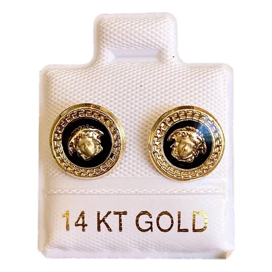 Aretes Medusa Oro 14 K, 2 Piezas.
