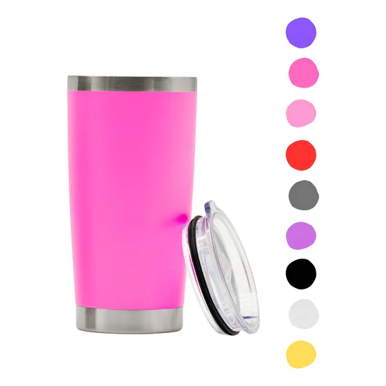 Vaso Térmico Doble Pared 20 Onzas Acero Inoxidable Antifugas Rosa Chicle
