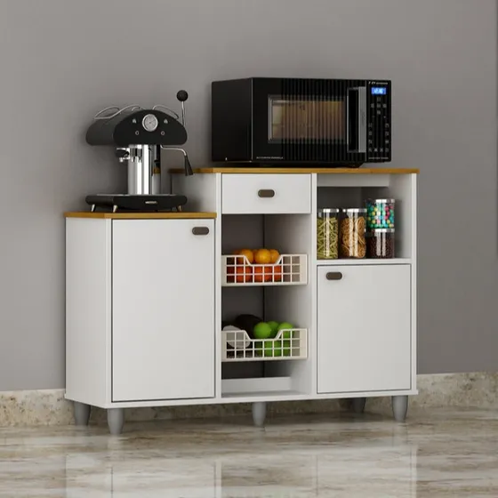Fruteira Flora 2 Portas 1 Gaveta Flex Cor Cinamomo/branco