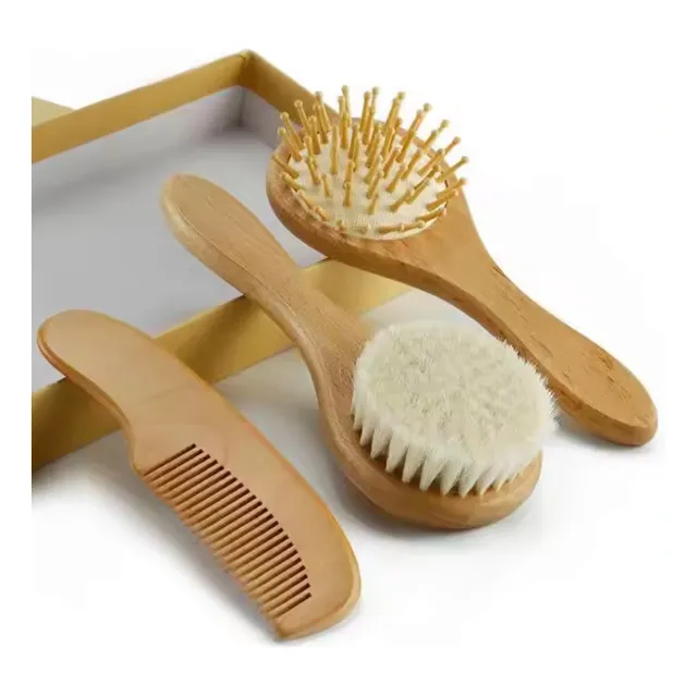 Set  De Cepillos Bambu  De Cerdas Naturales Bebe 