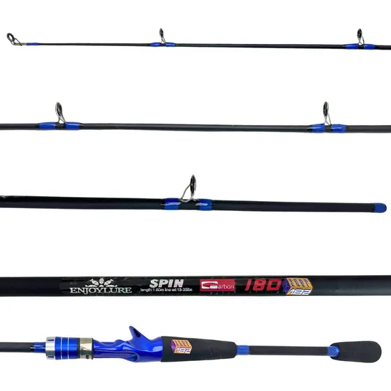 CMiK Spin vara pesca carretilha carbono 15-35lbs traira 1,80m 2 partes cor azul