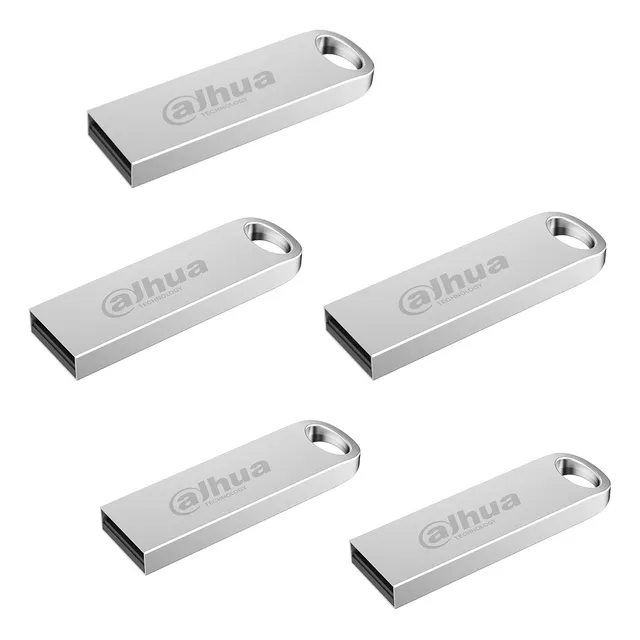 Dahua Kit De 5 Memorias U106 Usb Flash Drive 64gb Diseño Metálico 2.0 Lectura De Hasta 25 Mbs Escritura De Hasta 10 Mbs Ideal Para Todo Tipo De Trabajo Um645-usb-u106-20-64gb Plateadas