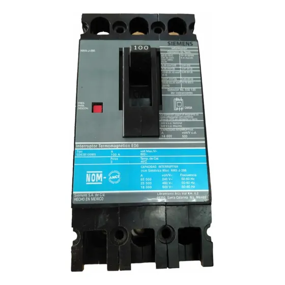 Interruptor Termomagnetico Siemens Ed63b100mx