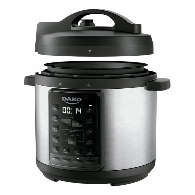 Panela De Pressão Elétrica Dako 1000w 6l Multifunções Preta Cor Preto Frequência 60 Hz 127v