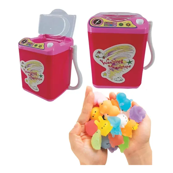 Kit lavadora y 10 squishy mochi hobby house juguete anti stress ansiedad color multicolor