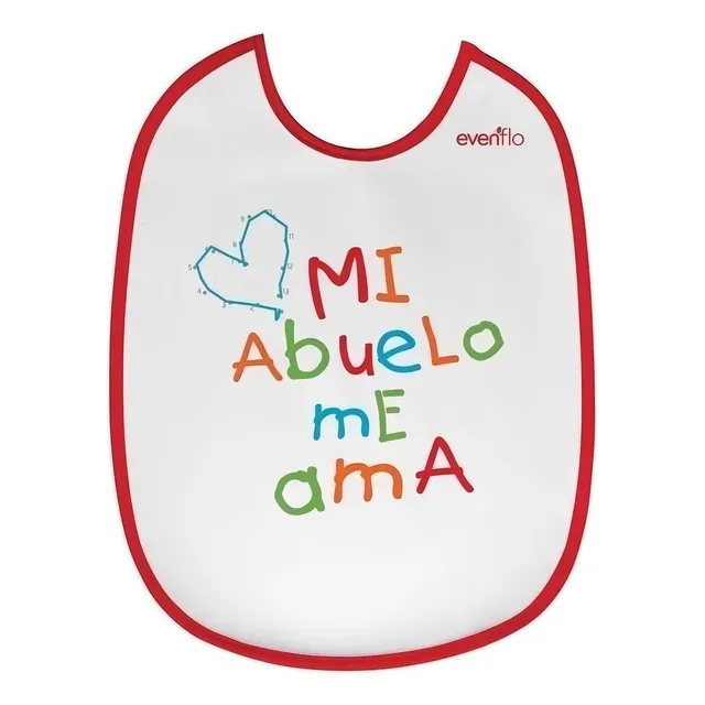 Babero Evenflo 5551 Frases Grande Suave Absorbente Color Rojo