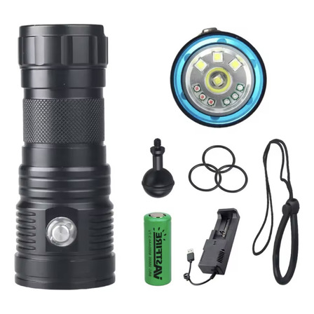 Lanterna Mergulho Subaquático 80w 100m 10led 3 Cores Ipx8 Lanterna Mergulho Subaquático 80w 100m 10led 3 Cores Ipx8