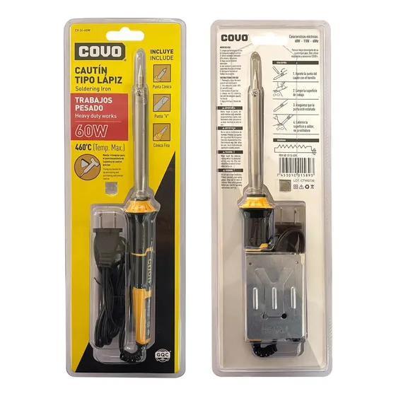 Cautin Profesional 60w 110v Con Base Y Puntas Covo 