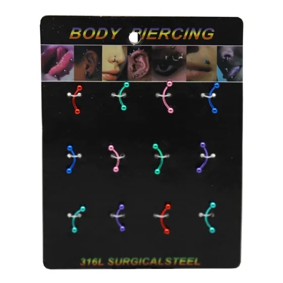 Piercing Microbanana Ac Anodiz Color 1,2x8-10x3mm 1disp 12un Color Mix de Colores