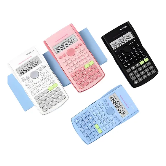 Pack 4 Piezas Calculadora Científica De Colores Con Tapa