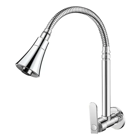 Torneira Cozinha Gourmet Parede Flexível-3 Jatos 1/4 Volta Prateado Brilhante