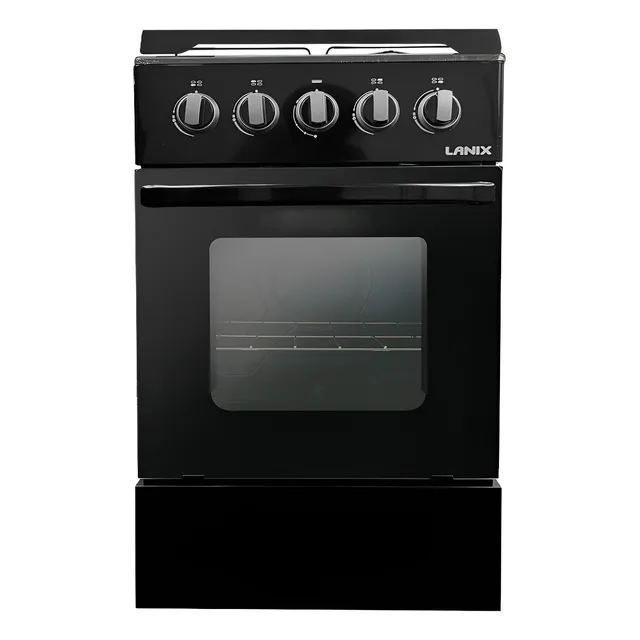 Cocina A Gas 4 Hornillas 20 Pulgadas Negra Lanix