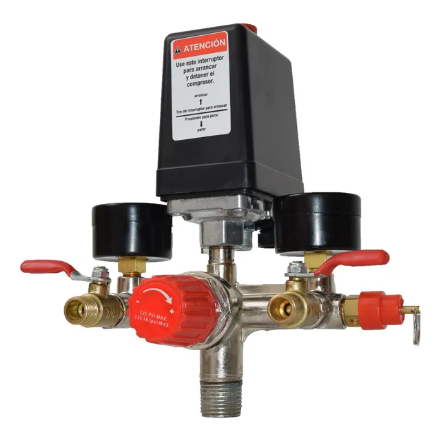 Kit Automatico Presostato 1 Via + Base Compresor Aire Grifo