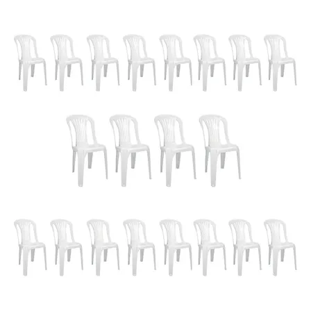 Kit 20 Cadeiras Plástica Bistrô Reforçada Polipropileno Branco