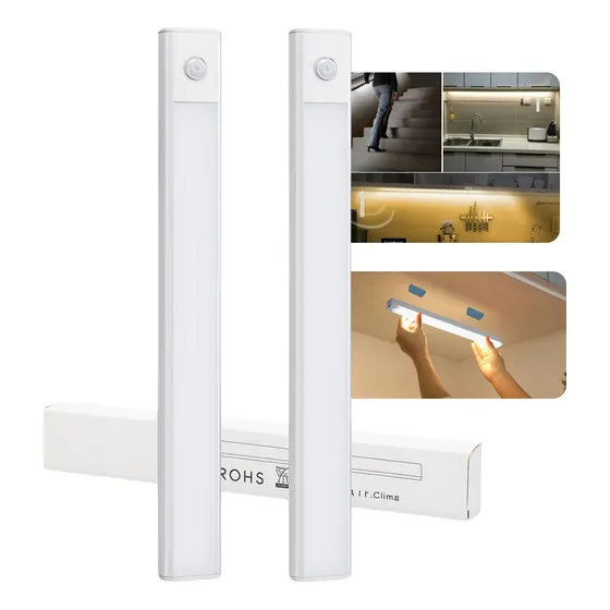 Kit 2 Luminária Barra Slim Led  Sensor Lâmpada Recarregável