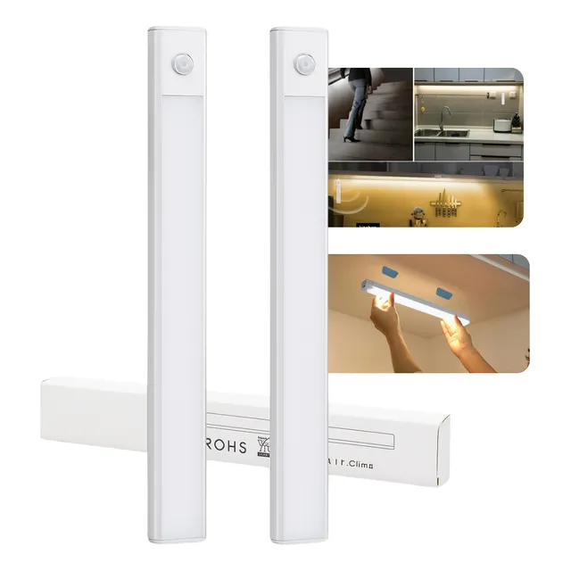 Kit 2 Luminária Barra Slim Led  Sensor Lâmpada Recarregável