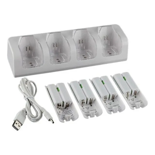 4 Pilas Recargables De 2800 Mah Y Base De Carga Wii.