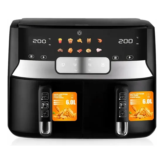 Freidora De Aire Con Pantalla Digital Led 12l Raf Doble