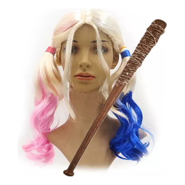 Peluca Y Bate Harley Quinn Para Fiesta De Disfraces Hallowee