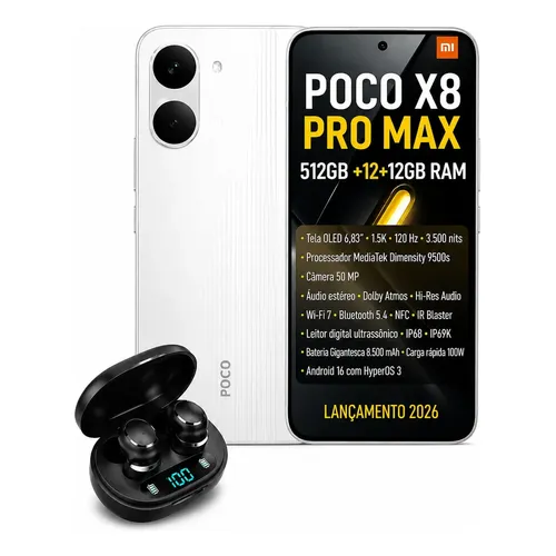 Poco X6 Pro 5G Dual SIM 512 GB Preto 12 GB RAM | Frete grátis