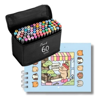Kit 60 Canetas Ponta Dupla + Livro Bobble Goods Kit 60 Canetas Ponta Dupla + Livro Bobble Goods