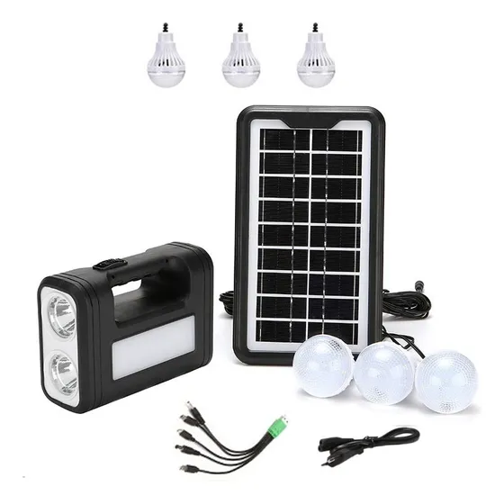 Kit Sistema Solar Painel Led A Bateria + 3 Lampadas Portatil