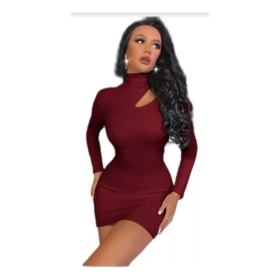 Vestido Corto Para Dama, Manga Larga Casual De Vestir 
