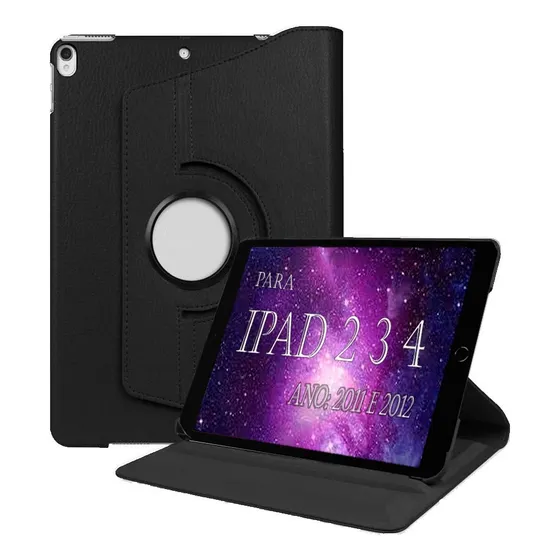 Capa Giratória 360 Para iPad 2 3 4 A1458 A1459 A1460 Cor Preto