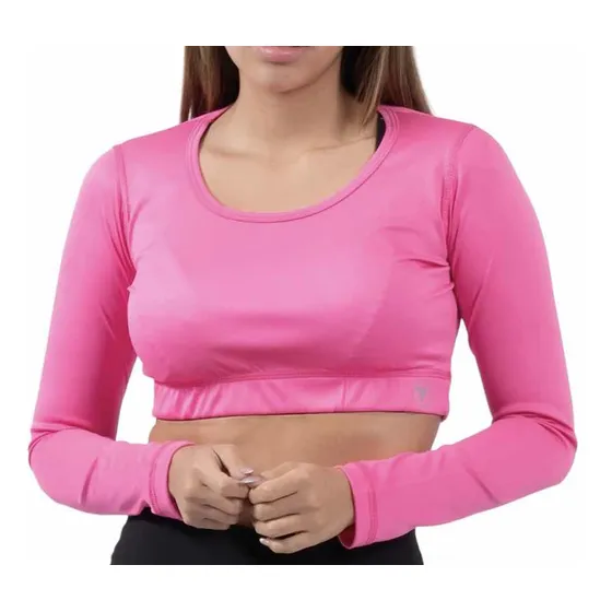Top Deportivo Manga Larga Marca Tenfit, Rosado Magneta L