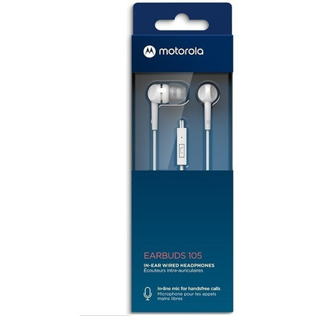 Fone De Ouvido Motorola Earbuds 105 Com Microfone Branco Fone De Ouvido Motorola Earbuds 105 Com Microfone Branco