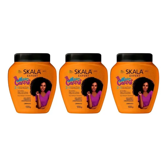 Creme Skala 1kg Mais Crespos - Kit Com 3un