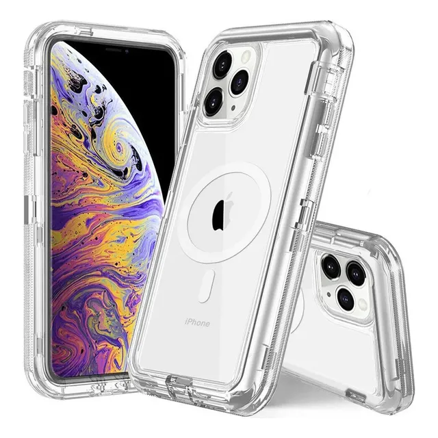 Funda Para Iphone Con Magsafe 360 Uso Rudo 3 En 1 Protector Transparente Iphone 15 Pro