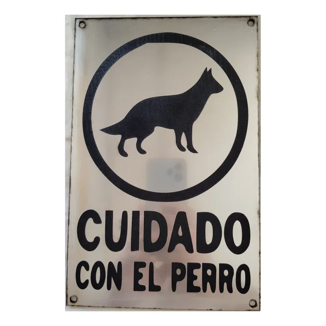 Cartel Cuidado Con El Perro Grabado Con Láser