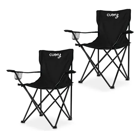 Set 2 Sillas De Playa Plegable Portátil Cuory Plegable Negro