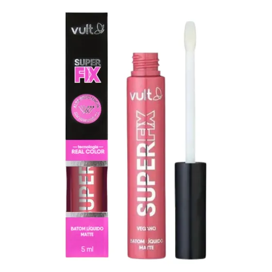 Batom Super Fix Matte Real Color Vegano 3 Cores 5ml - Vult Cor Rosa Queimado