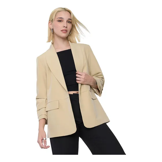Blazer Mujer Liso Beige Corona