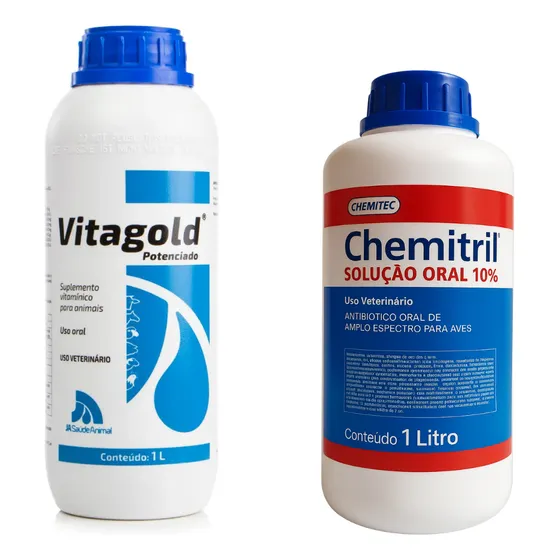 Kit Com Chemitec Chemitril Oral 10% 1 Lt + Vitagold 1 Litro
