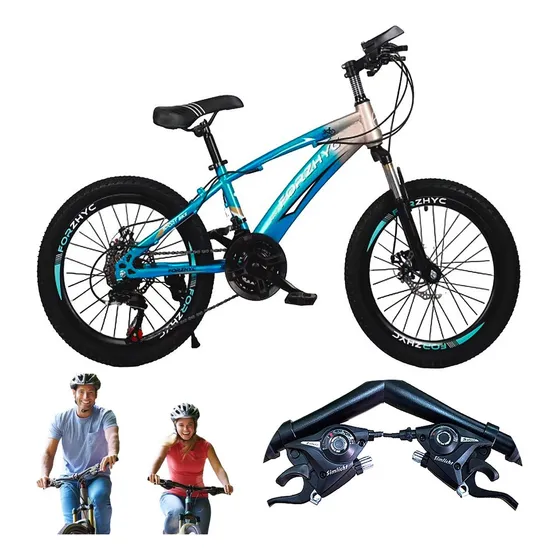 Bicicleta De Montaña 21 Vel. Suspension Frenos De Disco R-24 Color Azul con Gris Tamaño del cuadro 24