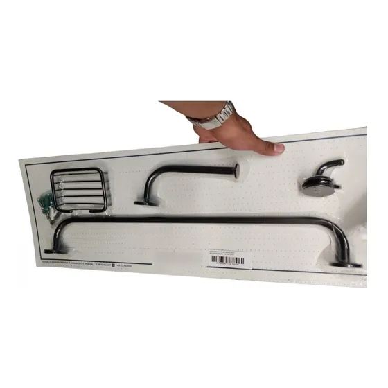 Kit De Baño Acero Inoxidable Negro 4 Pzs Toallero Jabonera 