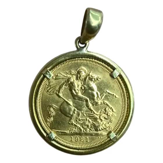 Moneda De Oro Engarzada - Libra Esterlina 1981 - 10,7 Gr