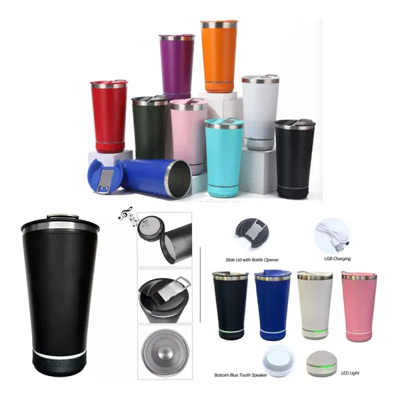 Termo Vaso Térmico Corneta Recargable Bluetooth Destapador