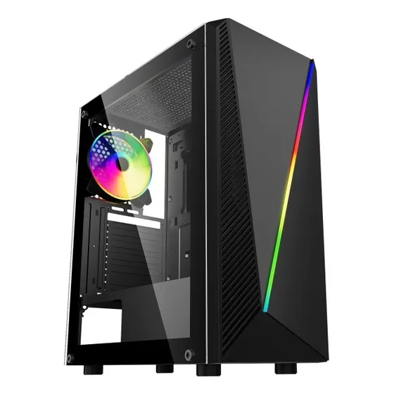 Gabinete Gamer K-mex Yaiba I Cg-05aa Vidro Temperado Cor Preto
